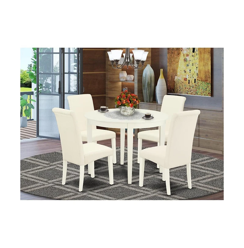East West Furniture Dining Room Set Linen White