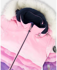 Deux par Girl Two-Piece Play Snowsuit with Printed Jacket Navy Blue