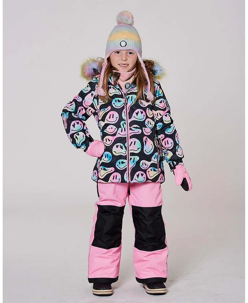 Deux par Big Girls Two-Piece Play Snowsuit with Printed Jacket Pink