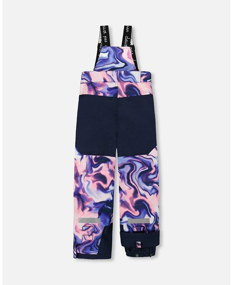 Deux par Girl Two-Piece Teknik Snowsuit Pink and Blue Marble