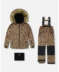 Deux par Girl Two-Piece Play Snowsuit Beige Leopard