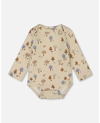 Deux par Baby Boy Cotton Onesie Beige Tree Print