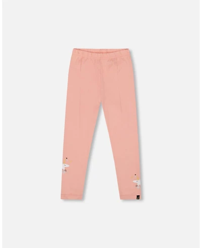 Deux par Girl Cotton Leggings Dusty Pink with Unicorn Print