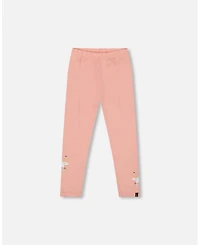 Deux par Girl Cotton Leggings Dusty Pink with Unicorn Print