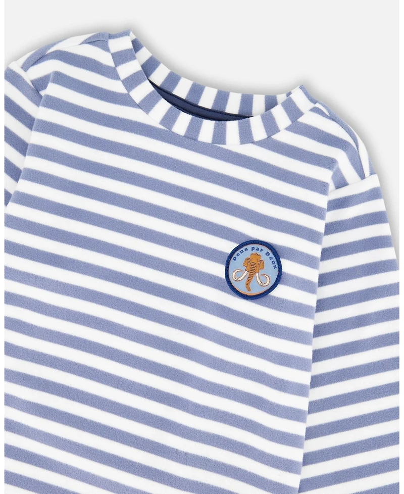 Deux par Baby Boy Super Soft Long Sleeve Striped Jersey T-Shirt Light Blue