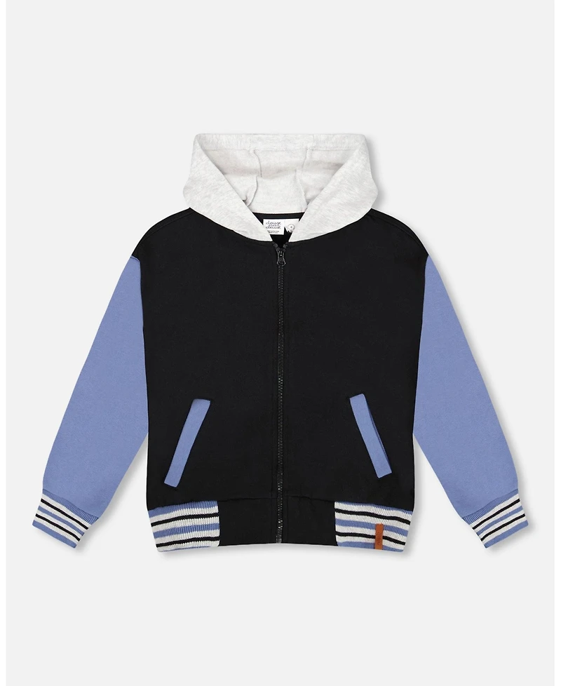 Deux par Toddler Boys Full Zip Hooded Fleece Jacket Black - Toddler|Child