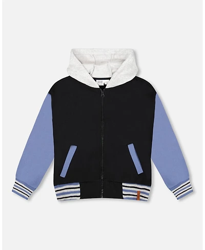 Deux par Toddler Boys Full Zip Hooded Fleece Jacket Black - Toddler|Child