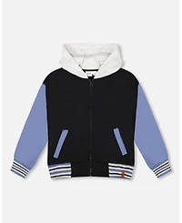 Deux par Toddler Boys Full Zip Hooded Fleece Jacket Black - Toddler|Child