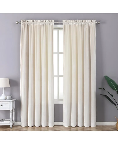 Kate Aurora Royal Living 2 Pack Rod Pocket Light Filtering Velvet Window Curtain Panels - Gray