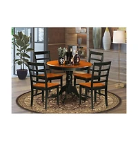 East West Furniture Dining furniture set - 5 Pcs with 4 Wooden Chairs in Black
