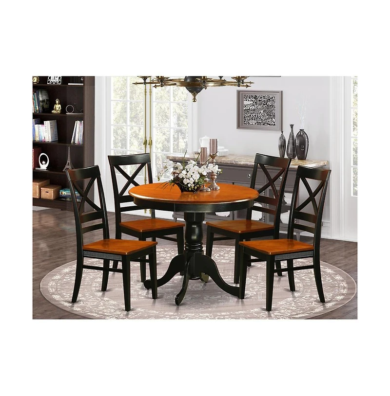 East West Furniture Dining set - 5 Pcs with 4 Wood Chairs