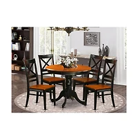 East West Furniture Dining set - 5 Pcs with 4 Wood Chairs