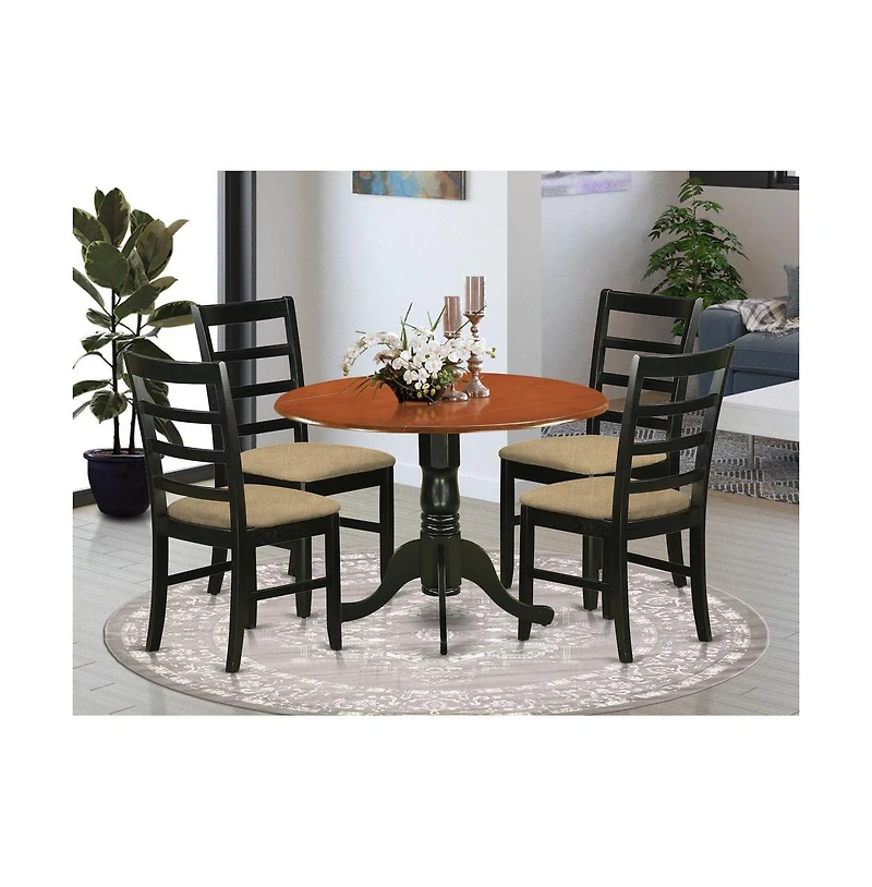 East West Furniture 5 Pc Kitchen Table set-Dining Table and 4 Wooden Kitchen Chairs