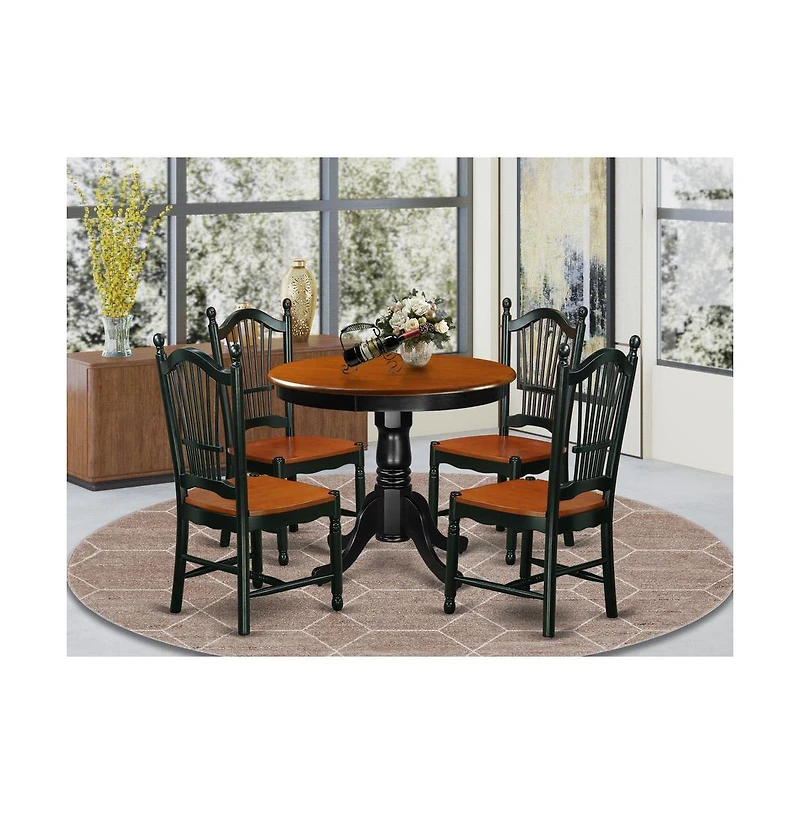 East West Furniture Dining Room Set Black & Cherry