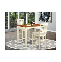 East West Furniture 3 Pc counter height Dining room set-pub Table and 2 Kitchen Chairs