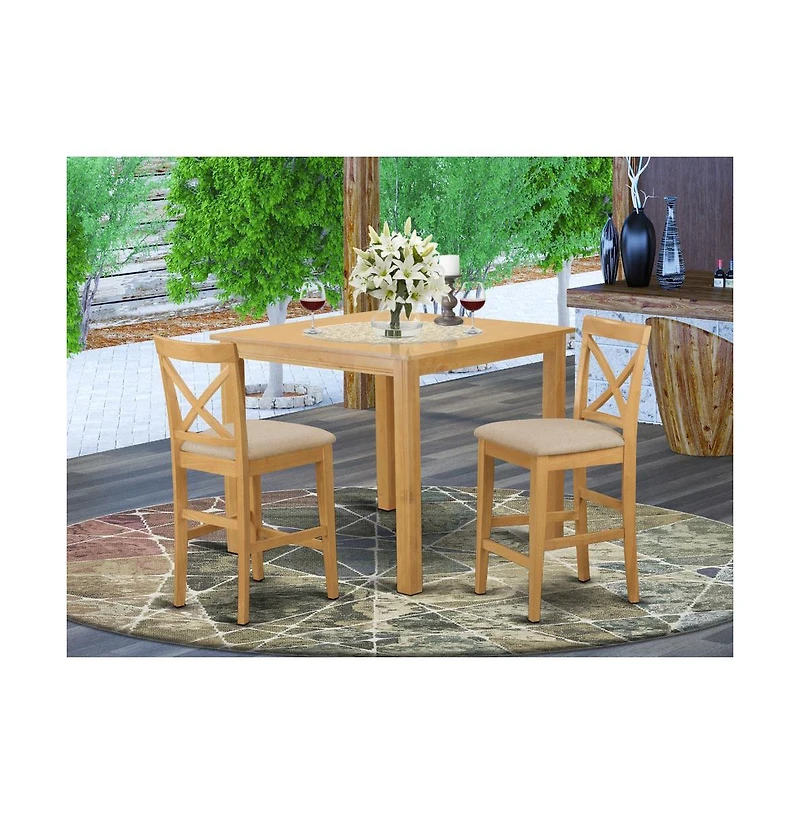 East West Furniture 3 Pc counter height pub set - Dining Table and 2 counter height Dining chair