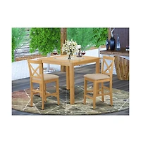 East West Furniture 3 Pc counter height pub set - Dining Table and 2 counter height Dining chair