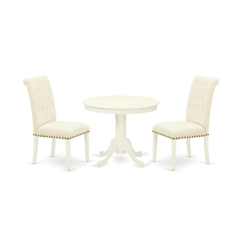 East West Furniture Dining Room Set Linen White
