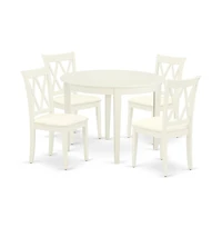 East West Furniture Dining Room Set Linen White