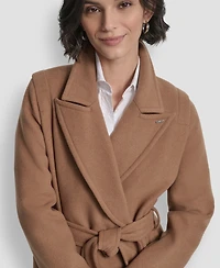 Dkny Women's Notch Collar Belted Wrap Coat