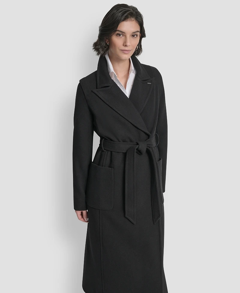 Dkny Women's Notch Collar Belted Wrap Coat