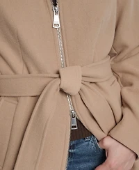 Dkny Petite Belted Zip Front Coat