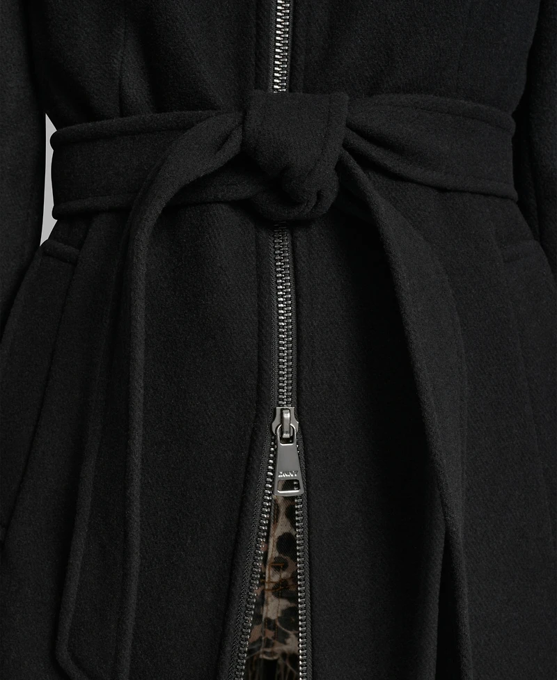 Dkny Petite Belted Zip Front Coat