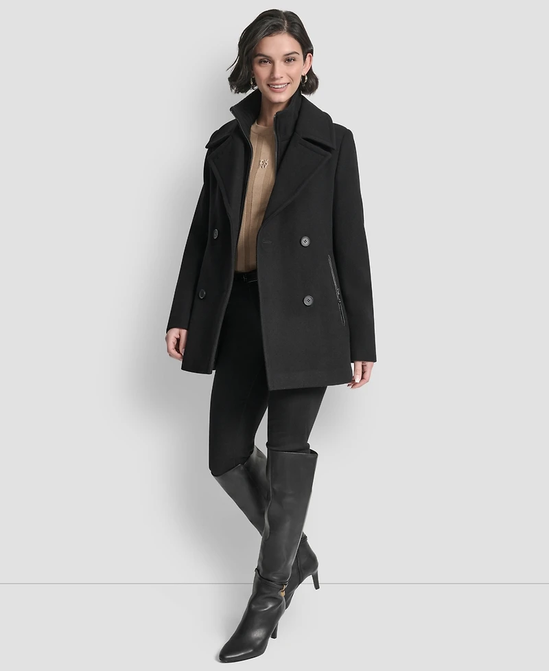 Dkny Women's Double-Breasted Bibbed Collared Coat
