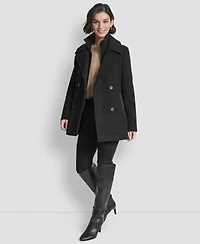 Dkny Women's Double-Breasted Bibbed Collared Coat