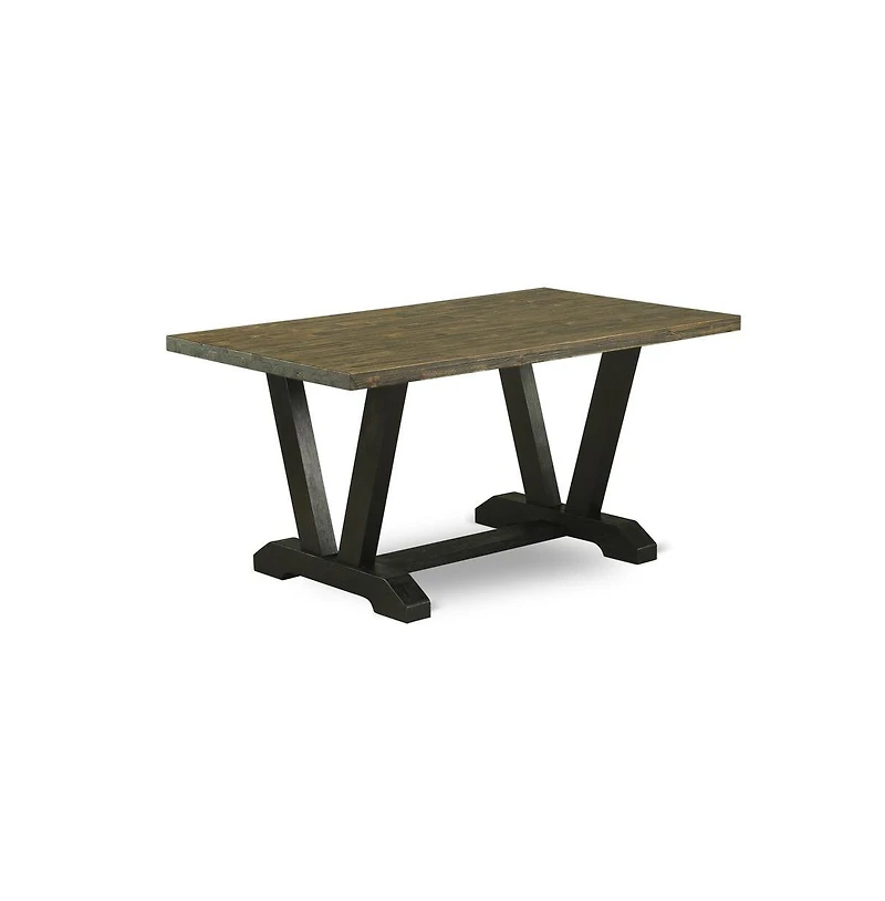 East West Furniture 5-Pc Dining Table Set Includes 4 Dining Room Chairs with Upholstered Seat and High Back and a Rectangular Kitchen Dining Table