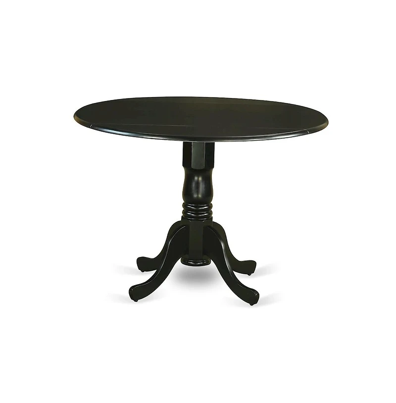 East West Furniture 3-Piece Dining Table Set- 2 Wooden Chair with Linen Fabric Seat and Slatted Chair Back - Drop Leaves Modern Dining Room Table