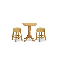 East West Furniture 3-Pc Dining Table Set with 2 Upholstered Dining Chairs and 1 Kitchen Table (Oak Finish)