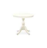East West Furniture 3 Pc Kitchen Table Set - 1 Pedestal Table and 2 Light Beige Parson Chairs - Linen White Finish