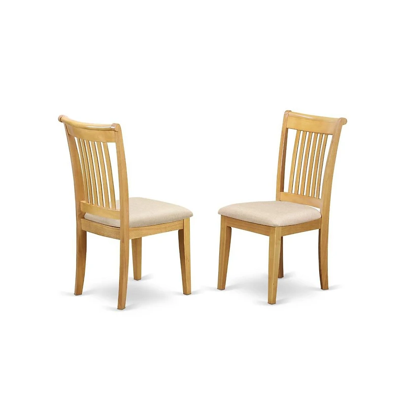 East West Furniture 5 Piece Dining Table Set - Oak Wood Table and 4 Oak Linen Fabric Kitchen & Dining Room Chairs with Slatted Back - Oak Finish