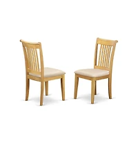 East West Furniture 5 Piece Dining Table Set - Oak Wood Table and 4 Oak Linen Fabric Kitchen & Dining Room Chairs with Slatted Back - Oak Finish