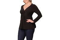 Kiyonna Women's Plus Abigail Long Sleeve Twist Top