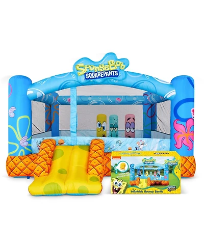 Sunny & Fun SpongeBob Inflatable Bounce House for Kids with Air Blower, Stakes & Repair Kit