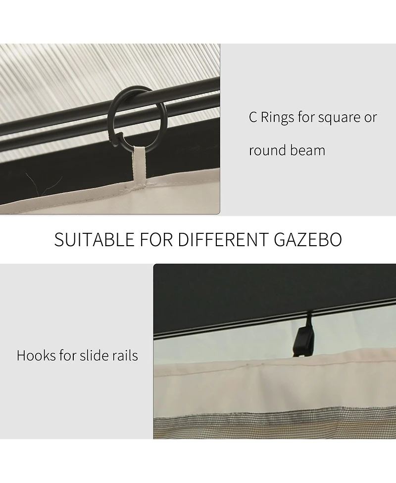 Outsunny 9.84' x 9.84' Gazebo Sidewall Set with Hooks/C-Rings