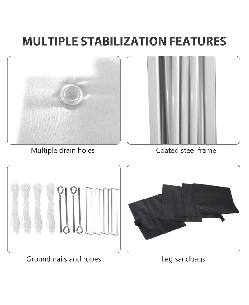 Outsunny 10' x Pop Up Canopy with 3 Sidewalls and Carry Bag,