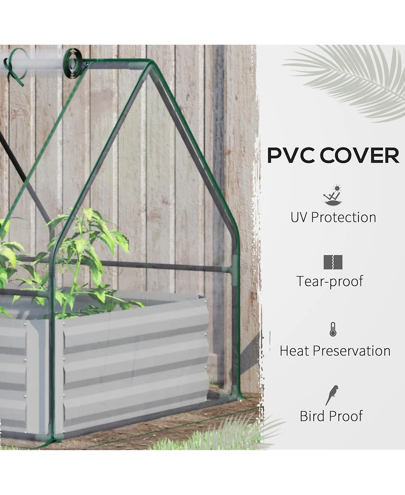 Outsunny Raised Garden Bed with Cover, Mini house