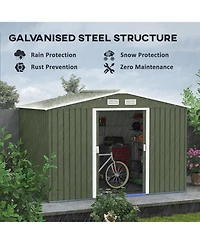 Outsunny 9' x 6' Storage Shed Garden Tool House w/ Vents Doors