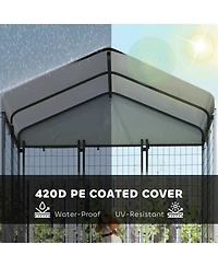 PawHut 5.9' x 4' x 6' Outdoor Dog Kennel with Rotating & Adjustable Bowls