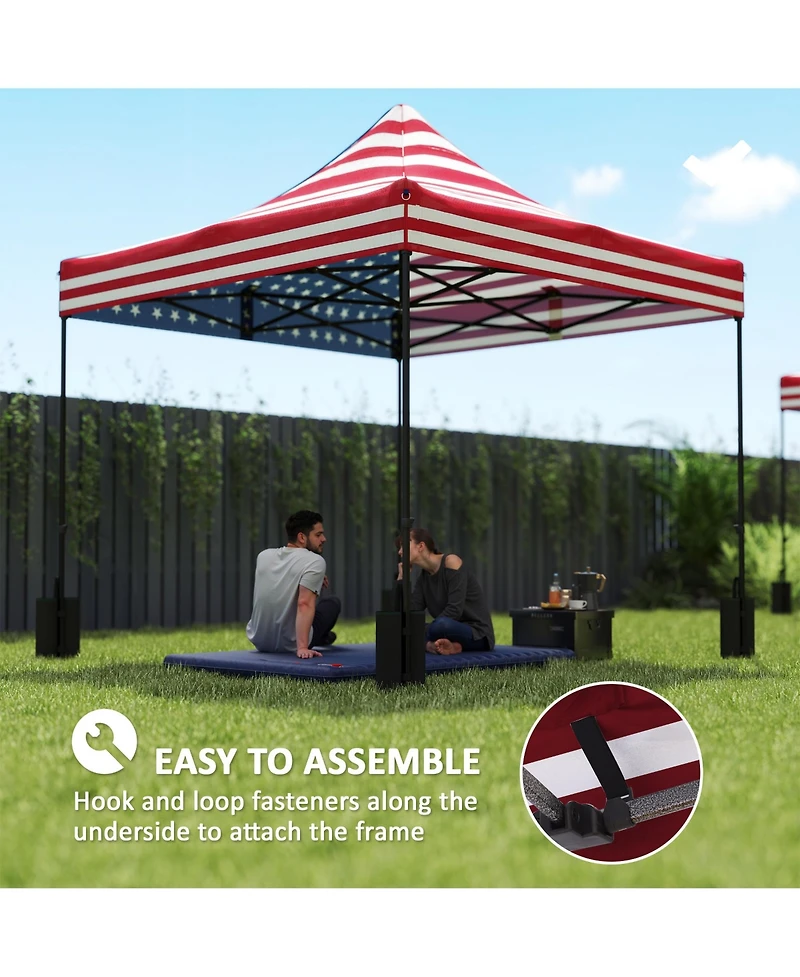 Outsunny 10' x Pop up Canopy Replacement Top with Weight Bags, Multi