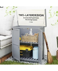 Outsunny Wood Storage Shed, Potting Shed w/Metal Tabletop, Natural