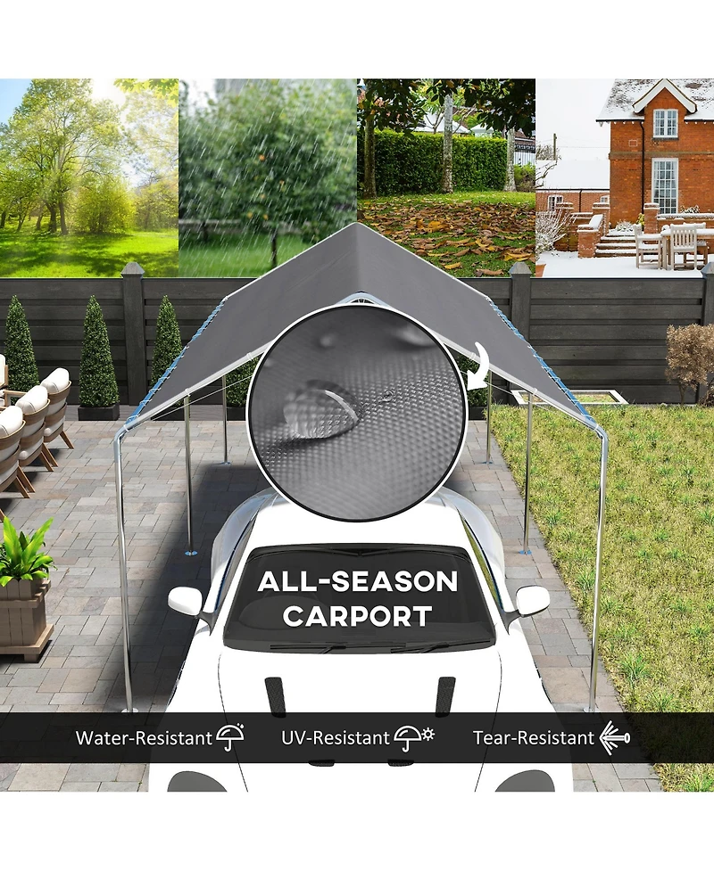 Outsunny 9.6' x 19.5' Carport w/ 3 Reinforced Steel Cables