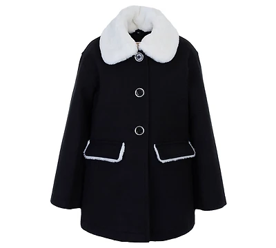 Michael Kors Toddler and Little Girls Detachable Faux Rabbit Fur Collar Jacket