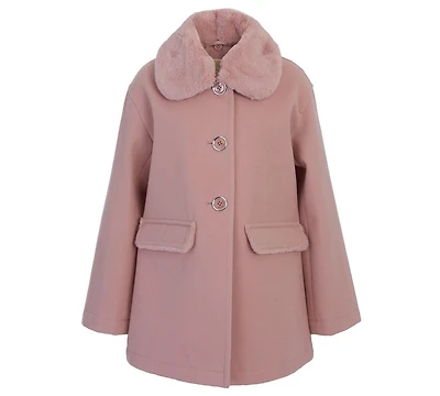 Michael Kors Toddler and Little Girls Detachable Faux Rabbit Fur Collar Jacket