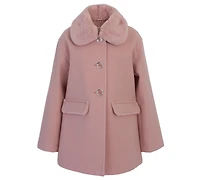 Michael Kors Toddler and Little Girls Detachable Faux Rabbit Fur Collar Jacket