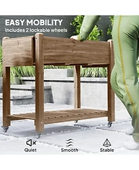 Outsunny Raised Garden Bed, Wood Planter with Liner, Natural