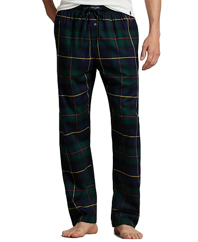 Polo Ralph Lauren Men's Plaid Pattern Flannel Yarn Dyed Drawstring Pajama Pants